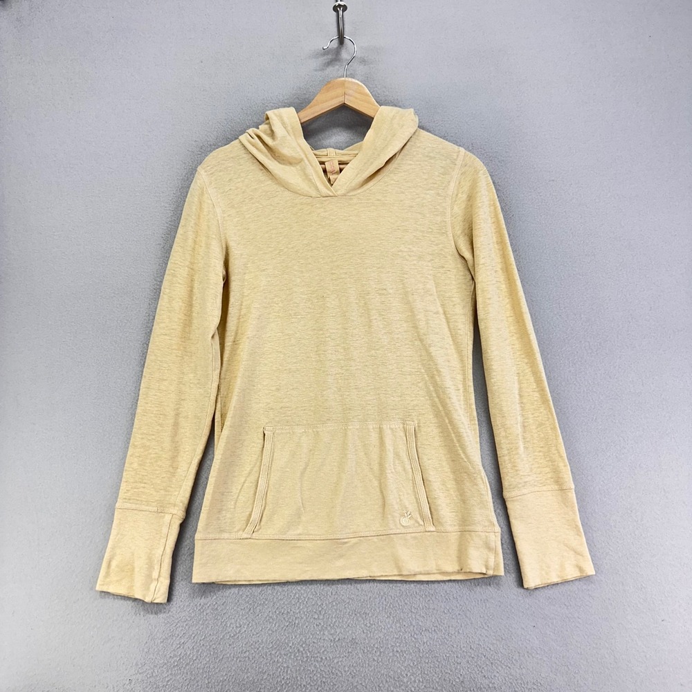 Gramicci Hemp‎ Shirt Womens XS Yellow Long Sleeve Hooded Sustainable Natural